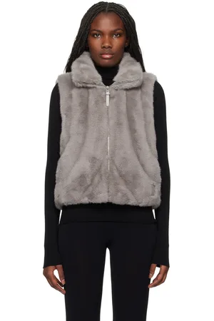 Mackage Veste Ginny grise en fourrure synthétique rembourrée en duvet