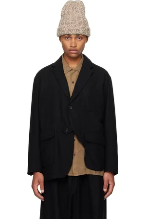 ENGINEERED GARMENTS Veston biaisé noir en flanelle