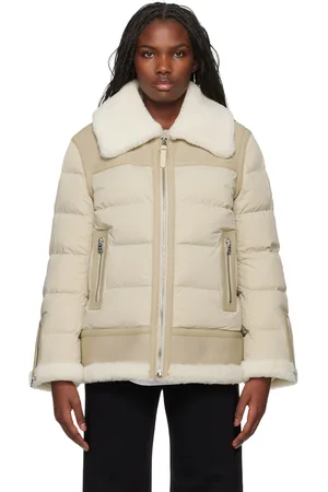 Mackage Blouson Vanna beige rembourré en duvet à garnitures en peau retournée