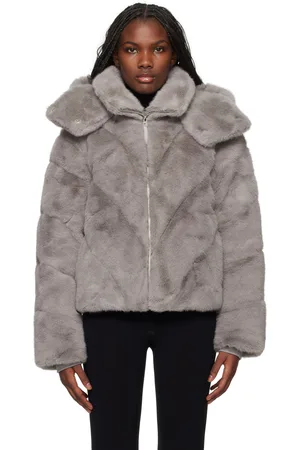 Mackage Blouson Anik gris en fourrure synthétique rembourré en duvet