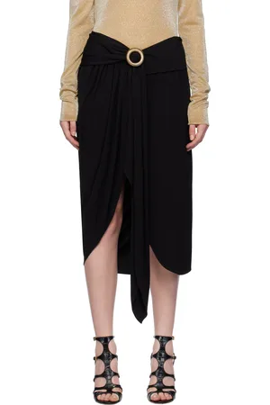 Lanvin Jupe midi portefeuille noire à ornement Mélodie