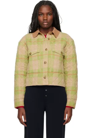 Guest In Residence Blouson écourté vert à motif tartan