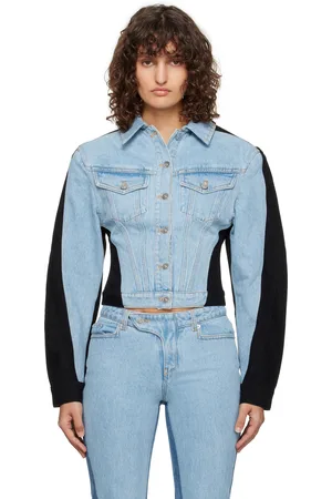 MUGLER Blouson bleu et noir en denim