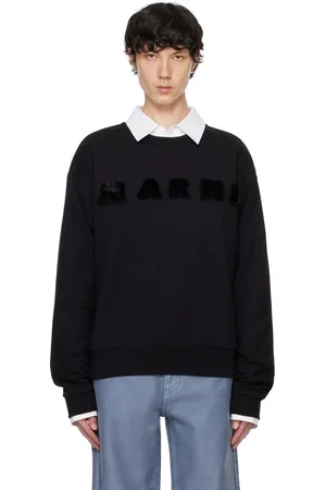 Marni Pull molletonné noir à logo en fourrure synthétique