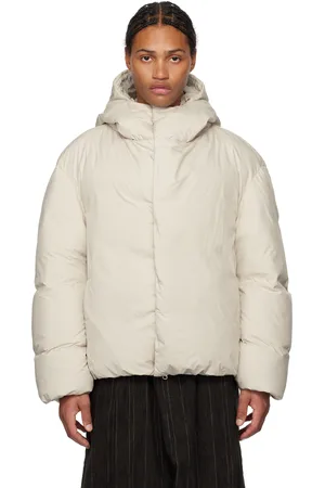 AMOMENTO Blouson matelassé blanc cassé rembourré en duvet à capuche