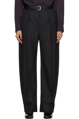 LEMAIRE Pantalon façon tailleur décontracté gris à coutures extérieures incurvées