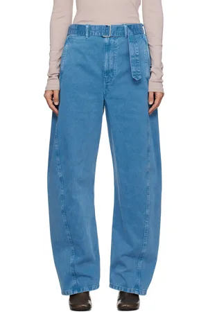 LEMAIRE Jean bleu à coutures extérieures torsadées et à ceinture