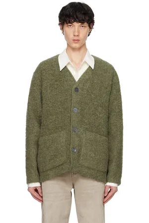 OUR LEGACY Cardigan vert en tricot brossé