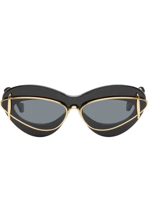 Loewe Lunettes de soleil œil-de-chat noires à empiècement superposé
