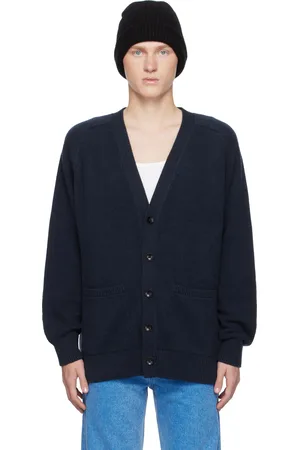 THE ELDER STATESMAN Cardigan épais bleu marine