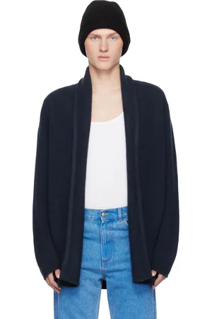 THE ELDER STATESMAN Cardigan bleu marine en cachemire italien