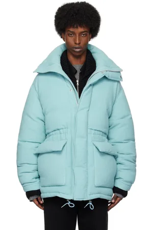 Auralee Blouson bleu en tissu brossé d