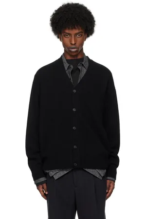 Auralee Cardigan noir en tricot de cachemire de chevreau