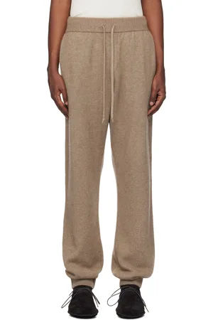 Auralee Pantalon de survêtement brun en tricot de cachemire de chevreau