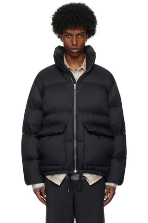Auralee Blouson noir en tissu antidéchirures léger de nylon rembourré en duvet