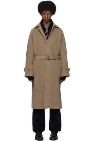Auralee Manteau Mosser beige à col classique
