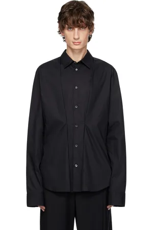 ANN DEMEULEMEESTER Chemise ajustée Thorben noire à patte de boutonnage étagée