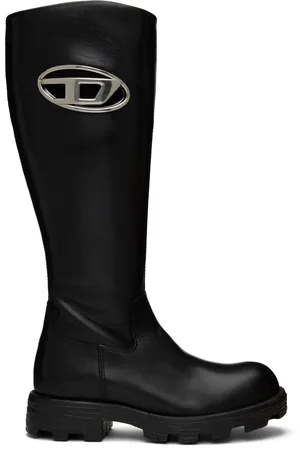 Diesel Bottes hautes Hammer noires à ferrure à logo