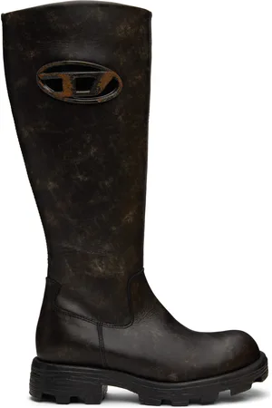 Diesel Bottes hautes Hammer brunes à ferrure à logo