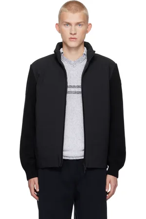 Moncler Blouson de style cardigan noir en tricot simple rembourré en duvet
