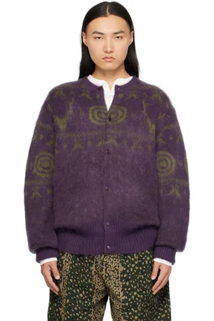 SOUTH2 WEST8 Cardigan mauve en mohair