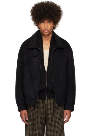 AMOMENTO Blouson surdimensionné noir en melton brossé à glissière