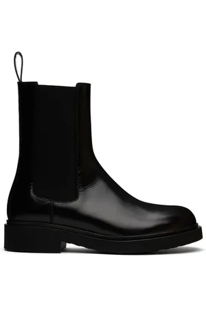 LEGRES Bottes chelsea noires en cuir bourdé