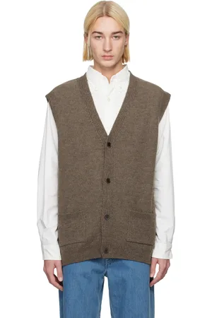 NANAMÍCA Gilet brun en laine KODENSHI®︎