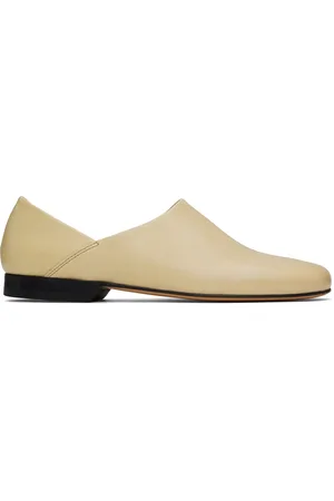 LEMAIRE Chaussons blanc cassé en cuir