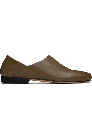 LEMAIRE Chaussons taupe en cuir
