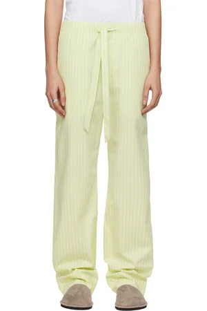 Tekla Pantalon de pyjama vert en popeline de coton exclusif à SSENSE édition AURALEE