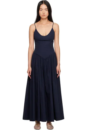 Staud Robe midi Dena bleu marine