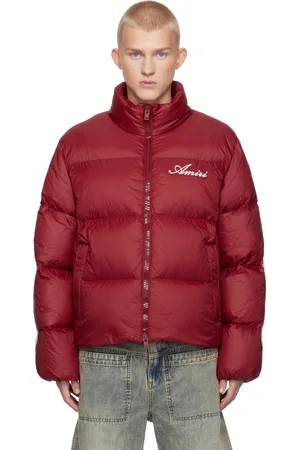 AMIRI Blouson rouge rembourré en duvet à appliqués d