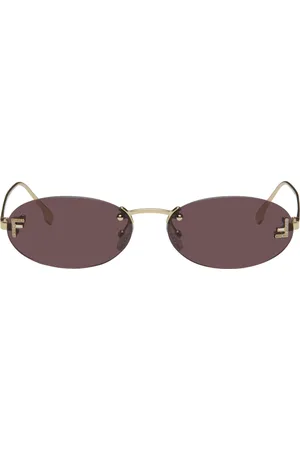 Fendi Lunettes de soleil dorées à ferrures First à ornements facettés