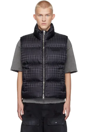AMIRI Veste noire rembourrée en duvet à quadrigrammes en tissu jacquard