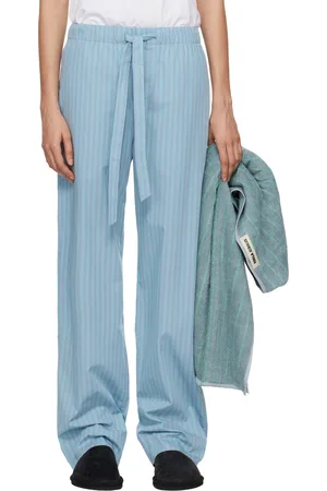 Tekla Pantalon de pyjama bleu en popeline de coton exclusif à SSENSE édition AURALEE