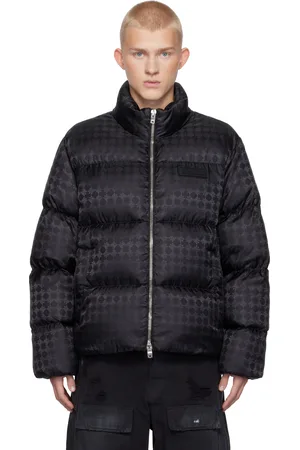 AMIRI Blouson noir rembourré en duvet à quadrigrammes en tissu jacquard