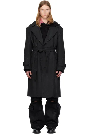 Andersson Bell Trench Rovy gris à double boutonnage et à motif chevronné
