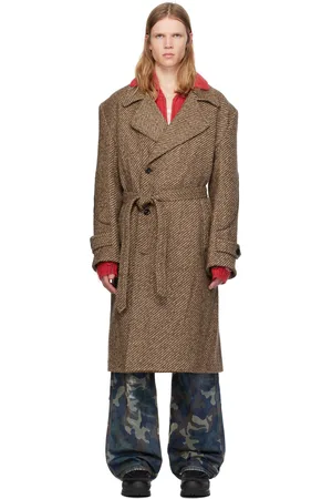 Andersson Bell Trench Rovy brun à double boutonnage et à motif chevronné
