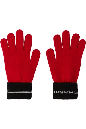 Marni Enfant | Gants rouges en tricot de laine mélangée à rayures