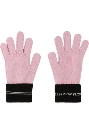 Marni Enfant | Gants roses en tricot de laine mélangée à rayures