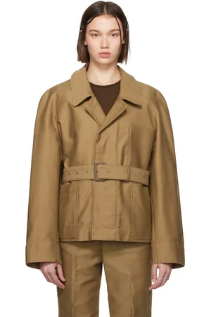 LEMAIRE Blouson brun clair à deux poches et à ceinture