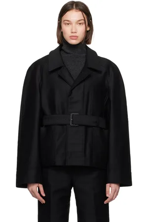 LEMAIRE Blouson noir à deux poches et à ceinture
