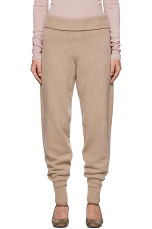 LEMAIRE Pantalon de détente beige en tricot côtelé