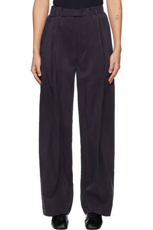 LEMAIRE Pantalon décontracté bleu marine à ceinture