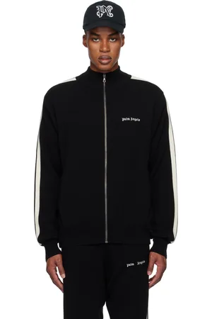 Palm Angels Blouson de survêtement noir en laine et en cachemire