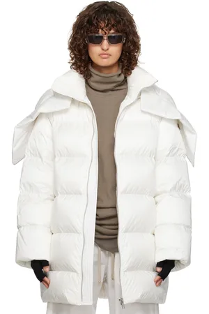 Rick Owens Blouson Cyclopic blanc cassé à capuche - Moncler +