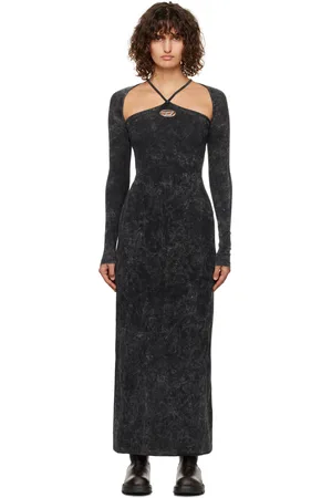 Diesel Robe longue Marinel noire à découpe à logo