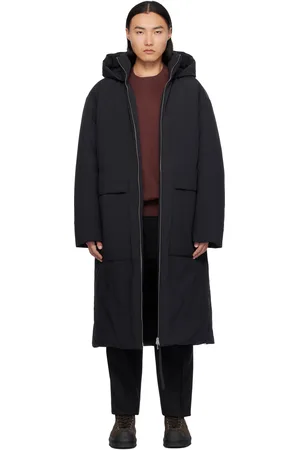 Jil Sander Manteau noir rembourré en duvet à capuche