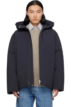 Jil Sander Blouson bleu marine rembourré en duvet à capuche